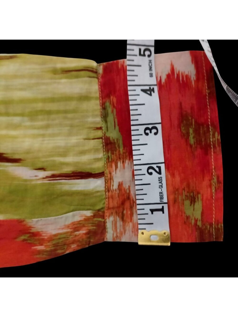 Talbots Tunic Blouse Cotton Silk Abstract Watercolor Orange Green V-Neck Wms 10P - Picture 6 of 11